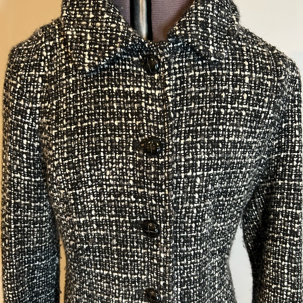 Gap Vintage Black and White Tweed Coat